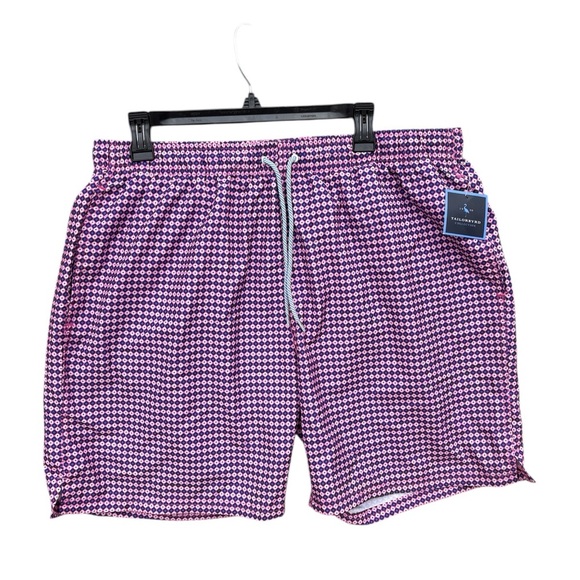 Mens Tailorbyrd Purple Gingham Board Mesh Shorts Size XL - Picture 3 of 9